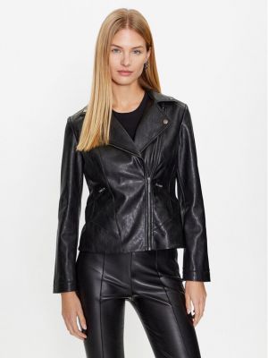 Slim fit priliehavá kožená bunda z ekologickej kože Tatuum čierna
