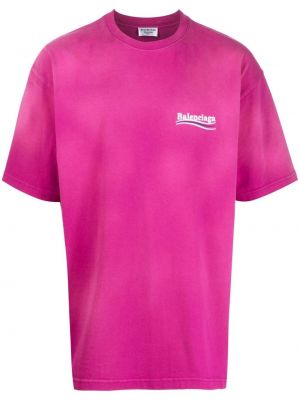 Raštuotas marškinėliai Balenciaga rožinė