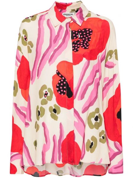 Košulja sa šljokicama s cvjetnim printom od krep Essentiel Antwerp ružičasta