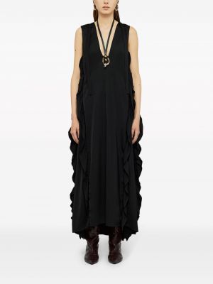 Sukienka długa z dekoltem w serek Jil Sander czarna