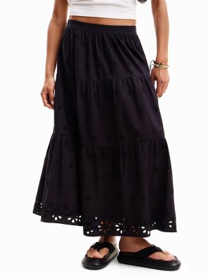 Falda midi con bordado Desigual negro