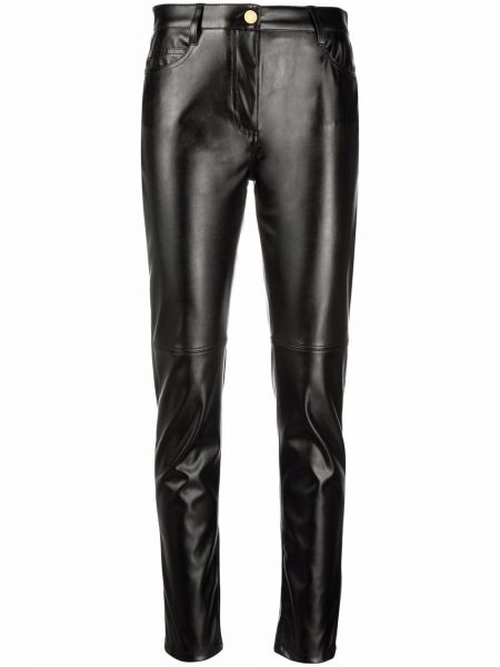 Pantalones de cintura baja de cuero Ermanno Firenze negro