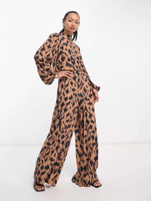 Леопардовый комбинезон с широкими штанами Never Fully Dressed