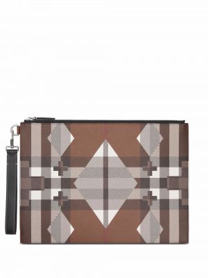 Sjekket zip store poser Burberry brun