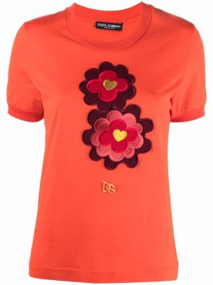 Camiseta de flores con estampado Dolce & Gabbana naranja