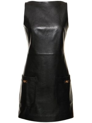 Sukienka skórzana Versace czarna