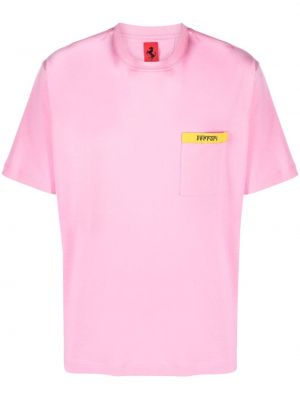 Памучна тениска Ferrari розово