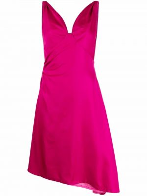 Hedvábné asymetrické šaty bez rukávů na zip Thierry Mugler Pre-owned - růžová