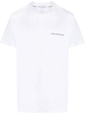 Bavlnené tričko s potlačou Calvin Klein biela