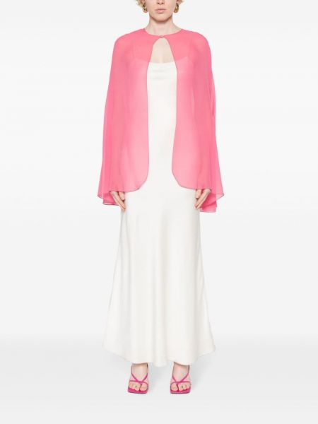 Průsvitná hedvábná plášť Elie Saab růžová