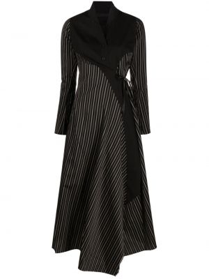 Pruhované bavlnené šaty Marc Le Bihan čierna