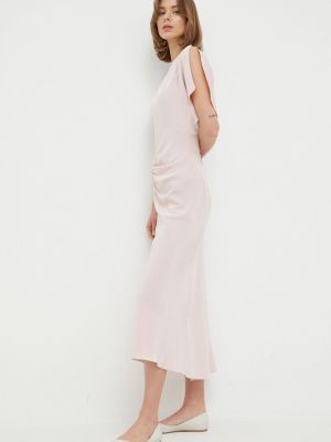 Elegantní jednobarevné midi šaty Victoria Beckham - růžová