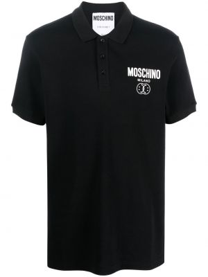 Поло тениска с принт Moschino черно