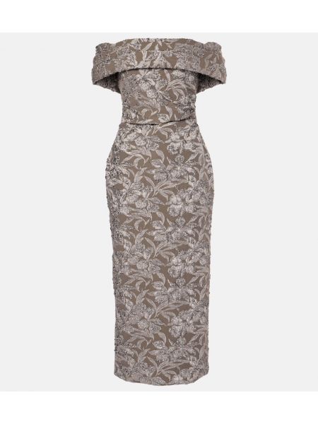 Jacquard blomstret maxi kjole Oscar De La Renta