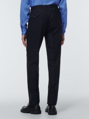 Pruhované vlněné klasické kalhoty Comme Des Garã§ons Homme Deux modré