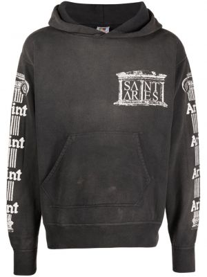 Raštuotas medvilninis džemperis su gobtuvu Saint Mxxxxxx pilka