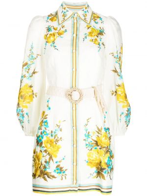 Rochie de in cu model floral Zimmermann alb