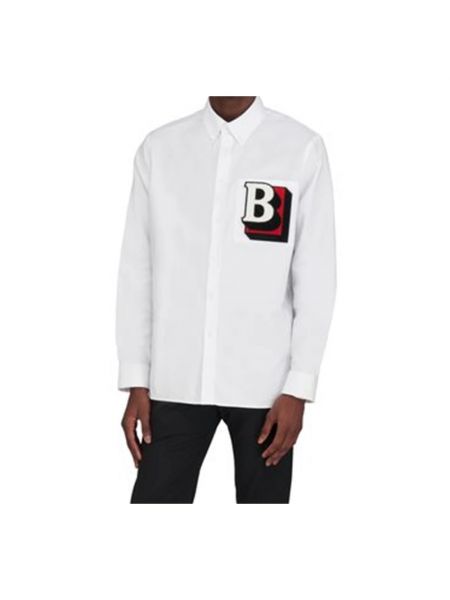 Camisa con bordado de algodón Burberry blanco