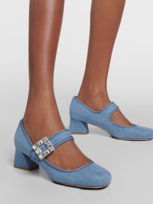 Pantofi cu toc cu cataramă Roger Vivier albastru