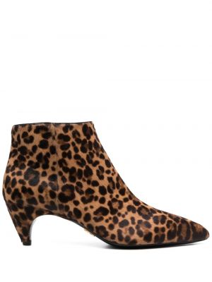 Členkové topánky s potlačou s leopardím vzorom Prada