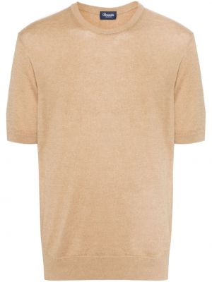 Leinen t-shirt aus baumwoll Drumohr beige