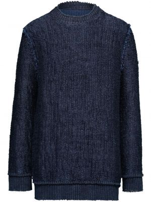 Плетен пуловер с кръгло деколте Maison Margiela синьо