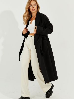 Kabát so šálovým golierom Cool & Sexy čierna