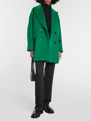 Kašmírový vlněný krátký kabát Max Mara zelený
