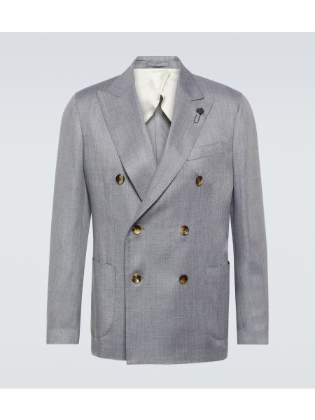 Кашемировый шелковый пиджак Lardini серый