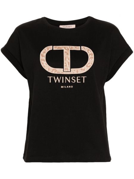 Broderet t-shirt Twinset sort