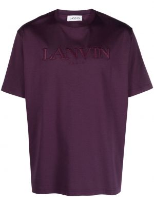 Bavlnené tričko s výšivkou Lanvin fialová