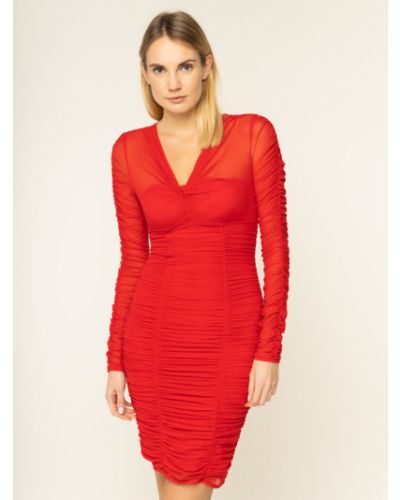 Slim fit koktejlové šaty Guess červené