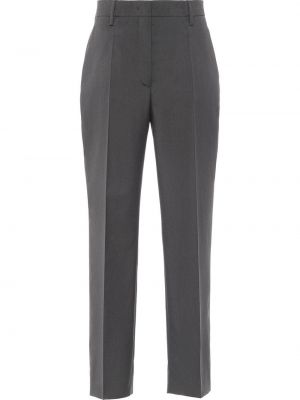 Vlněné rovné kalhoty Prada šedé