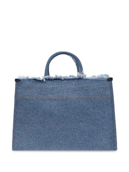 Shopper kabelka s výšivkou Lanvin modrá