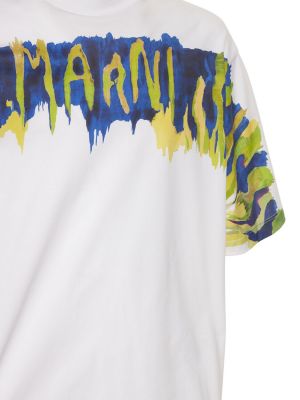 Bavlněné tričko s potiskem jersey Marni bílé