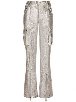 Kargo hlače iz žakarda Dolce & Gabbana srebrna