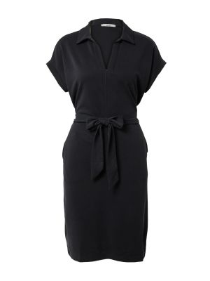 Jednofarebné viskózové priliehavé košeľové šaty Esprit - čierna