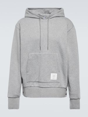 Pamučna hoodie s kapuljačom Thom Browne siva