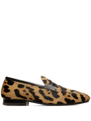 Leopardí kožené loafers s potiskem Bally