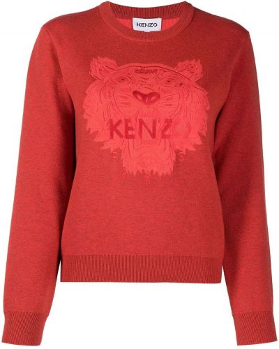 Jersey de tela jersey de cuello redondo con rayas de tigre Kenzo rojo