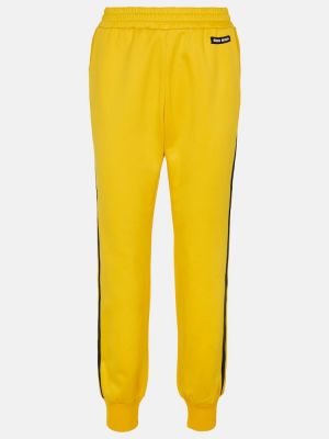 Παντελόνι με ίσιο πόδι από ζέρσεϋ Miu Miu κίτρινο
