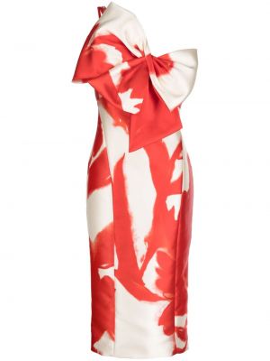 Midi šaty s mašlí s potiskem s abstraktním vzorem Amsale