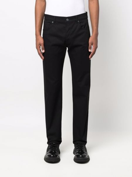 Rovné kalhoty s potiskem Moschino černé