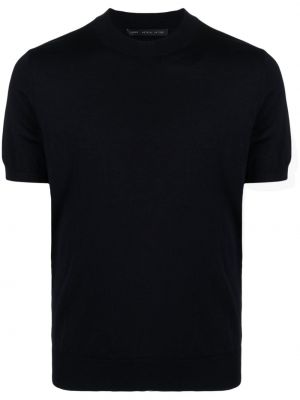 Vlněné tričko z merino vlny s kulatým výstřihem Low Brand modré