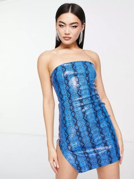 Платье мини с принтом со змеиным принтом Missyempire синее