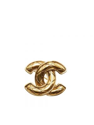 Broszka koronkowa Chanel Vintage żółta