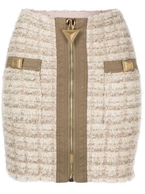 Minigonna con cerniera in tweed Balmain