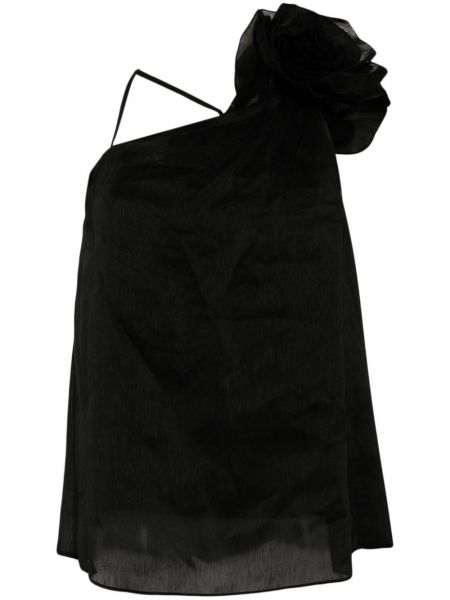 Koktejl obleka s cvetličnim vzorcem Aje črna
