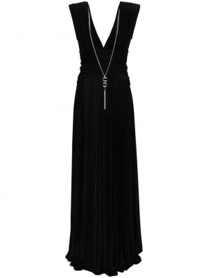 Plisirana večerna obleka Elisabetta Franchi črna