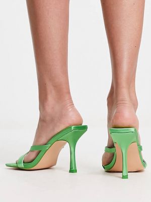 Атласные туфли на каблуке Public Desire зеленые
